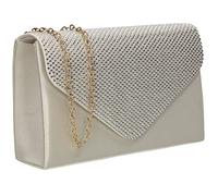 SwankySwans Jodie Womens Satin Diamante Party Prom Wedding Evening Clutch Bag Purse (Ivory)