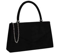 SwankySwans Kendall Faux Suede Envelope Womens Party Prom Wedding Clutch Bag Black
