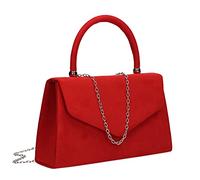SwankySwans Kendall Faux Suede Envelope Womens Party Prom Wedding Clutch Bag Red