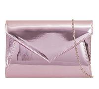 SwankySwans Lenny Metallic Envelope Patent Leather Womens Party Prom Wedding Ladies Clutch Bag - Pink One Size