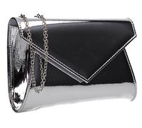SwankySwans Lenny Metallic Envelope Patent Leather Womens Party Prom Wedding Ladies Clutch Bag - Silver
