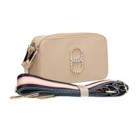SwankySwans Rhea Double Zipper Vegan Leather Crossbody Bag, Beige