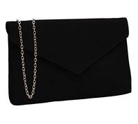 SwankySwans Rosa Faux Suede Slim Envelope Clutch Bag Black