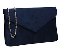 SwankySwans Rosa Faux Suede Slim Envelope Clutch Bag Navy Blue