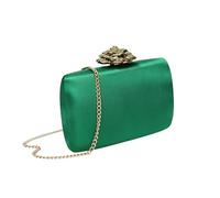 SwankySwans Rosie Satin Hard Case Party Clutch Bag, Green