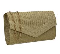 SwankySwans Ruth Womens Sparkly Shiny Party Prom Wedding Evening Clutch Bag Purse (Gold)