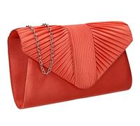 SwankySwans Sophie Womens Satin Party Prom Wedding Evening Clutch Bag Purse (Coral)