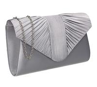 SwankySwans Sophie Womens Satin Party Prom Wedding Evening Clutch Bag Purse (Silver)