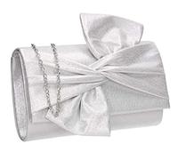 SwankySwans Women's June Bow Clutch Bag, Silver, One Size