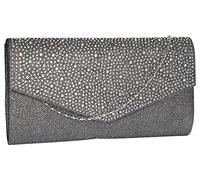 SwankySwans Women's Montary Glitter Diamante Envelope Clutch Sling Bag, Grey (Grey), 3x14x27 cm W x H L UK