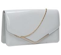 SwankySwans Zara Patent Leather Envelope Womens Party Prom Ladies Clutch Bag - White