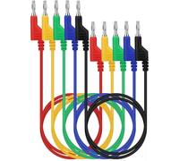 SWANLAKE 5-Piece Dual-Ended Banana Plug Test Leads, 1000V 15A 3.5ft/1M Multimeter Electrical 4mm Banana-Plug, Flexible Copper Banana Cable, Electrical Test Wires