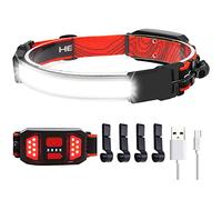 Swanlake LED Rechargeable Headlamp Flashlight, 1000lumens 230° Wide Beam Head Lamp with Red Taillight, Lightweight Waterproof Headlamps for Camping Running Hiking, Hard Hat Headlamp