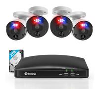 Swann 12MP Home Security Cameras with 8780 2TB HDD Recorder, NVR Security Camera System, 8 Channel 4 Cam, Wired Surveillance Security Camera Outdoor Indoor, PoE Cat5e, Color Night Vision, 2-Way Audio