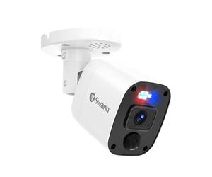 Swann Add-On DVR Flashing Light Bullet Camera with Sensor Spotlight, 4K UHD Video, Indoor or Outdoor Design, Dusk to Dawn Color Night Vision Plus True Detect Heat, Motion Detection, and One Way Audio