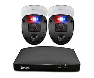 Swann Home DVR Security Camera System with 1TB HDD, 2 Camera 4 Channel, 1080p Full HD Video, Indoor & Outdoor Wired CCTV, Colour Night Vision, Heat Motion Detection, Spotlights, Flashing Lights