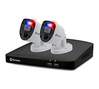 Swann Home DVR Security System with 1TB HDD, 4K UHD Video, 2 Camera 4 Channel, Indoor Outdoor Wired CCTV, Colour Night Vision, Heat Motion Detection, Spotlights, Flashing Lights, Sirens, 456802RL