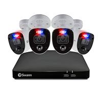 Swann Home DVR Security System with 2TB HDD, 4K UHD Video, 4 Camera 8 Channel, Indoor Outdoor Wired CCTV, Colour Night Vision, Heat Motion Detection, Spotlights, Flashing Lights, Sirens, 856804RL