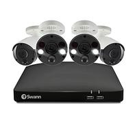Swann Professional NVR Security System with 2TB HDD, 4 Camera 8 Channel, PoE, 4K UHD, Face Recognition, Indoor Outdoor Wired CCTV, Colour Night Vision, Heat Motion Sensing, Spotlights, 887802B2FB