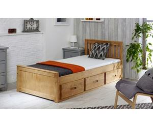 Swann Sleep Ltd Single Mission Bed with Storage Drawers: Waxed