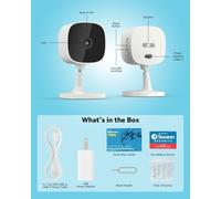 Swann EVO 2K Indoor Wi-Fi Security Camera, Two-Way Audio, True Detection, Night Vision, Cloud Storage, Easy Setup for Home & Office Surveillance, Free Recording, SWIFI-SE2KIC-EU