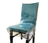 Swanna Plastic Dining Chair Covers with Backrests, PVC Clear Chair Seat Cover, Waterproof Kitchen Protector Chair Slipcover for Party No Dust/Dirt/Spill, Fit W/21 x D/18 Inch (4 Pack)