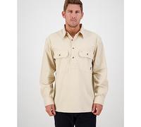 Swanndri Bendigo Work Shirt Bone - 100% cotton, 152gsm, Oversized chest pockets with button flaps