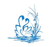 Swans Couple Wall Sticker Bathrrom Home Decoration Swans Swim Vinyl Wall Decal for Bathroom Removable Plants Vinyl Murals Small - 42x44cm