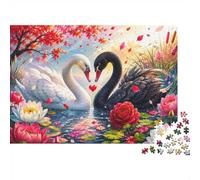 Swans Flowers 1000 Pieces Mini Jigsaw Puzzle for Adults