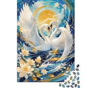 Swans Flowers Moon Jigsaw Puzzle, 1000 Pcs Indoor Adult Game