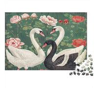 Swans Flowers Puzzle 1000Pc Recycled Paper for Adults Puzzle for Adults Hard Difficult Challenging Game Fun Present & Activity for Home Great Gift Idea 70x50cm/1000pcs