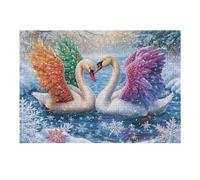 Swans Forming Heart in Snowfall 300 Pc Classic Jigsaw Puzzle Puzzle for Adults Hard Challenging Hobby Home Decor Poster Sturdy Creativity & Gift Giving 300 PCS