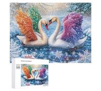 Swans Forming Heart in Snowfall 500 Piece Jigsaw Puzzle for Adults Indoor Brain Workout Logical Mastery Gift for Challenge Lovers 500 PCS