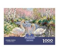 Swans Frolic in The Forest Jigsaw Puzzles for Adults Interesting Puzzles 1000 Piece Brain Challenge Home Decoration Gifts 70x50cm/1000pcs