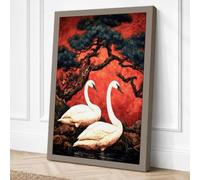 Swans in Flame Surreal Canvas Wall Art Print 24x16 Inch | Ready to Hang, Gallery Wrapped, Fade-Resistant Inks, Securely Packaged, UK Made