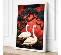 Swans in Flame Surreal Canvas Wall Art Print 24x16 Inch | Ready to Hang, Gallery Wrapped, Fade-Resistant Inks, Securely Packaged, UK Made