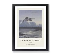 Swans In Flight Vol.1 By Bruno Liljefors Exhibition Museum Painting Framed Wall Art Print, Ready to Hang Picture for Living Room Bedroom Home Office Décor, Black A4 (34 x 25 cm)