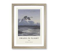 Swans In Flight Vol.1 By Bruno Liljefors Exhibition Museum Painting Framed Wall Art Print, Ready to Hang Picture for Living Room Bedroom Home Office Décor, Oak A2 (64 x 46 cm)