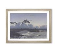 Swans in Flight Vol.1 by Bruno Liljefors Framed Print | A2 Oak Framed Wall Art | Ready to Hang | Modern Animal Picture | Living Room Bedroom Lounge Office