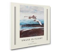 Swans In Flight Vol.2 By Bruno Liljefors Canvas Print | Gallery Wrapped 30mm Frame Wall Art | 20x20 inches | Ready to Hang | Classic Bird Picture | Living Room Bedroom Lounge Office