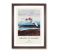 Swans In Flight Vol.2 By Bruno Liljefors Exhibition Museum Painting Framed Wall Art Print, Ready to Hang Picture for Living Room Bedroom Home Office Décor, Walnut A3 (34 x 46 cm)