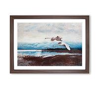 Swans in Flight Vol.2 by Bruno Liljefors Framed Print | A2 Walnut Framed Wall Art | Ready to Hang | Modern Animal Picture | Living Room Bedroom Lounge Office