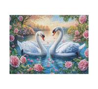 Swans in Lake with Fall Petals 500 Piece Jigsaw Puzzle for Adults Home Library Decor Intellectual Challenge Precision Cut for Intellectuals 500 PCS