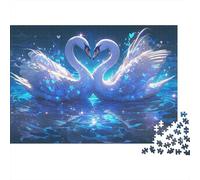 Swans in Love 100% Recycled Cardboard Glowing Swans Forming Heart 1000Pc Jigsaw Puzzle Adults Fun Activity for Rainy Days 70x50cm/1000pcs