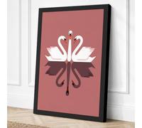 Swans in Love Romantic Canvas Wall Art Print 24x16 Inch (61 x 41 cm)