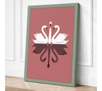 Swans in Love Romantic Canvas Wall Art Print 30x20 Inch (76 x 51 cm)