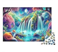 Swans in Paradise 1000Pc Sustainable Jigsaw Puzzles | for Adults Teens Waterfall in Bright Landscape Fun Family Activity & Gift 38x26cm/1000pcs