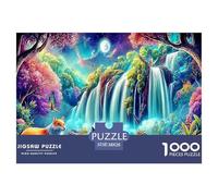 Swans in Paradise Educational Game Decompression 1000 Pieces Jigsaw Puzzle - Waterfall Scene with Cat for Adults Kids Home Activity38x26cm/1000pcs