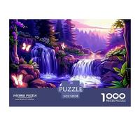 Swans in Purple Forest Fun And Challenging Family Game 1000 Pieces Puzzle -Purple Forest Waterfall with Swan Reflection for Adults Kids Great Gift Idea52x38cm/1000pcs