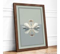Swans in Symmetry Minimalist Framed Wall Art Print A1 (84.1×59.4cm) Walnut, Wall Decor for Living Room, Bedroom, Office & Home, Ready to Hang, Art Gift